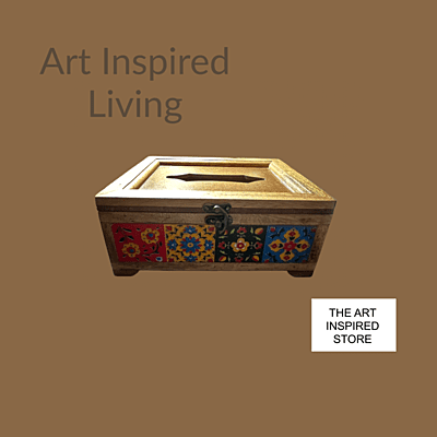 Art Inspired Tissue Box | Wood