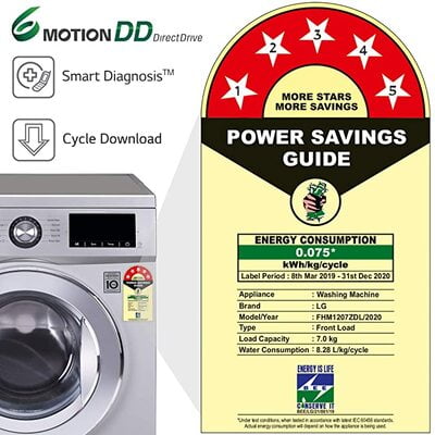 LG 7.0 Kg 5 Star Inverter Fully-Automatic Front Loading Washing Machine (FHM1207ZDL, LG 7.0 Kg 5 Star Inverter Fully-Automatic Front Loading Washing Machine (FHM1207ZDL,