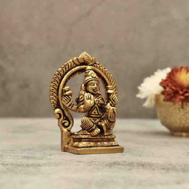 Brass Lakshmi Idol for Home Temple - 3.5 inch Height | Sacred Brass Idol of Goddess Lakshmi for Home Temple Worship