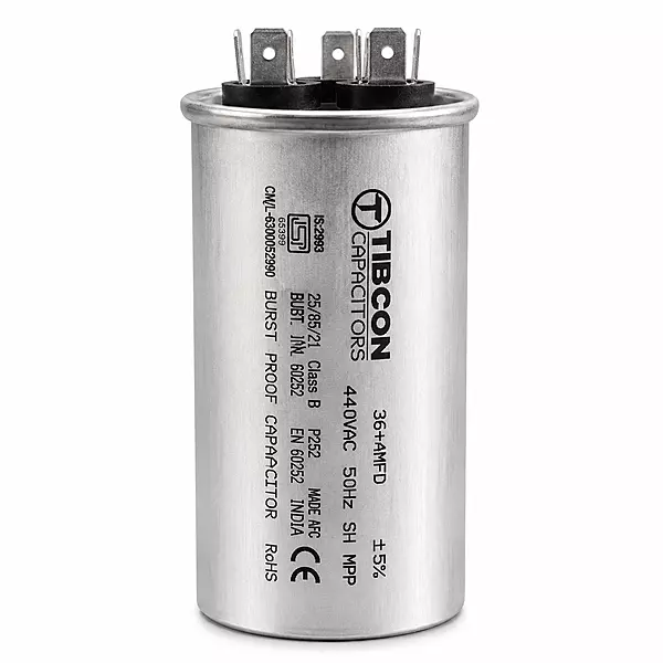 TIBCON 36+4 MFD (50x102) 440V AL MT AIR CONDITIONERS BURST PROOF CAPACITOR