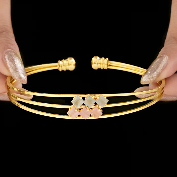 Anti-Tarnish Triple Line Crystal Bangle Bracelet