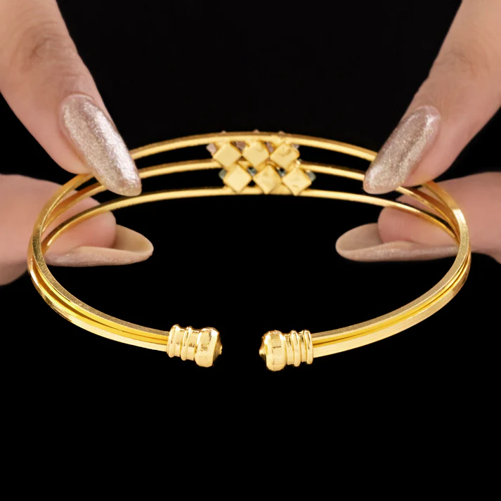 Anti-Tarnish Triple Line Crystal Bangle Bracelet