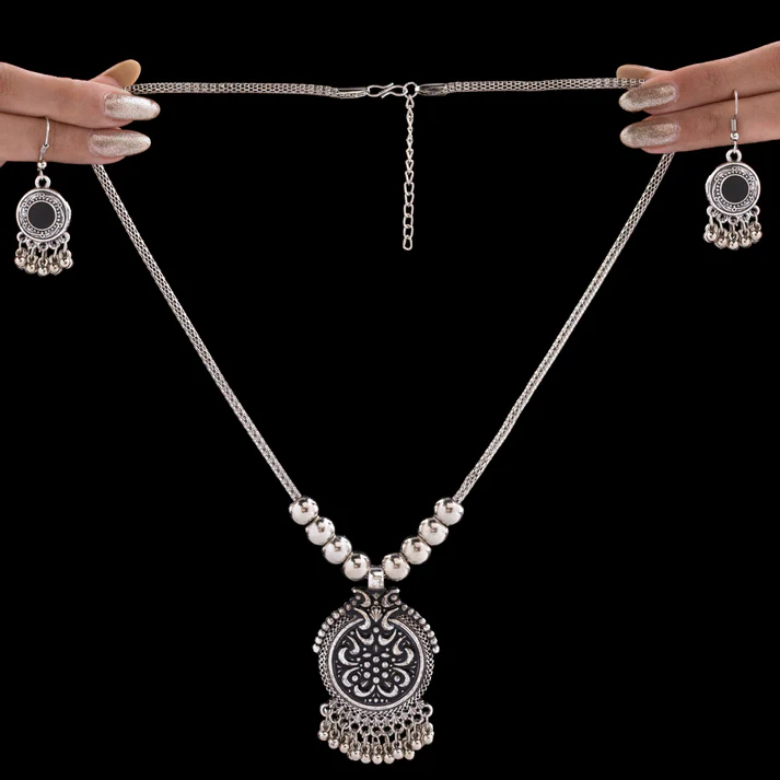 Oxidised Necklace Set With Earrings