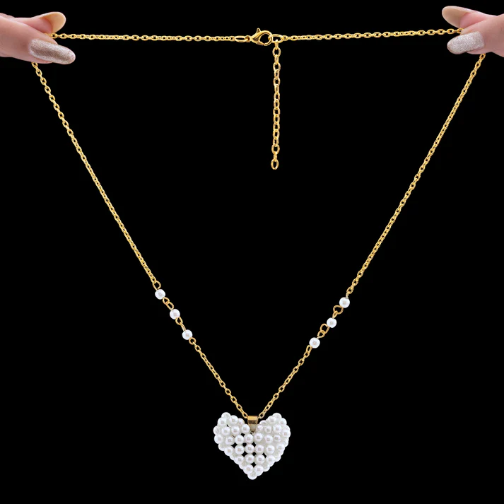 Anti-Tarnish Pearl Heart Necklace