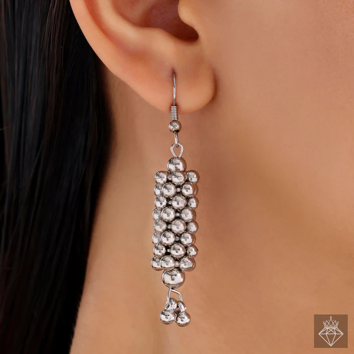 Oxidised Silver Necklace Set With Earrings