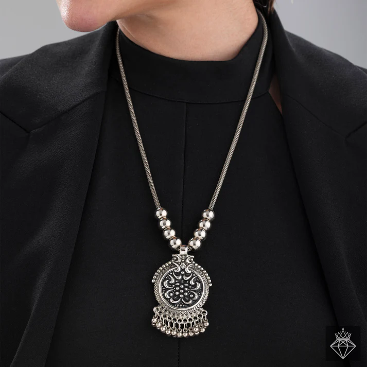 Oxidised Necklace Set With Earrings