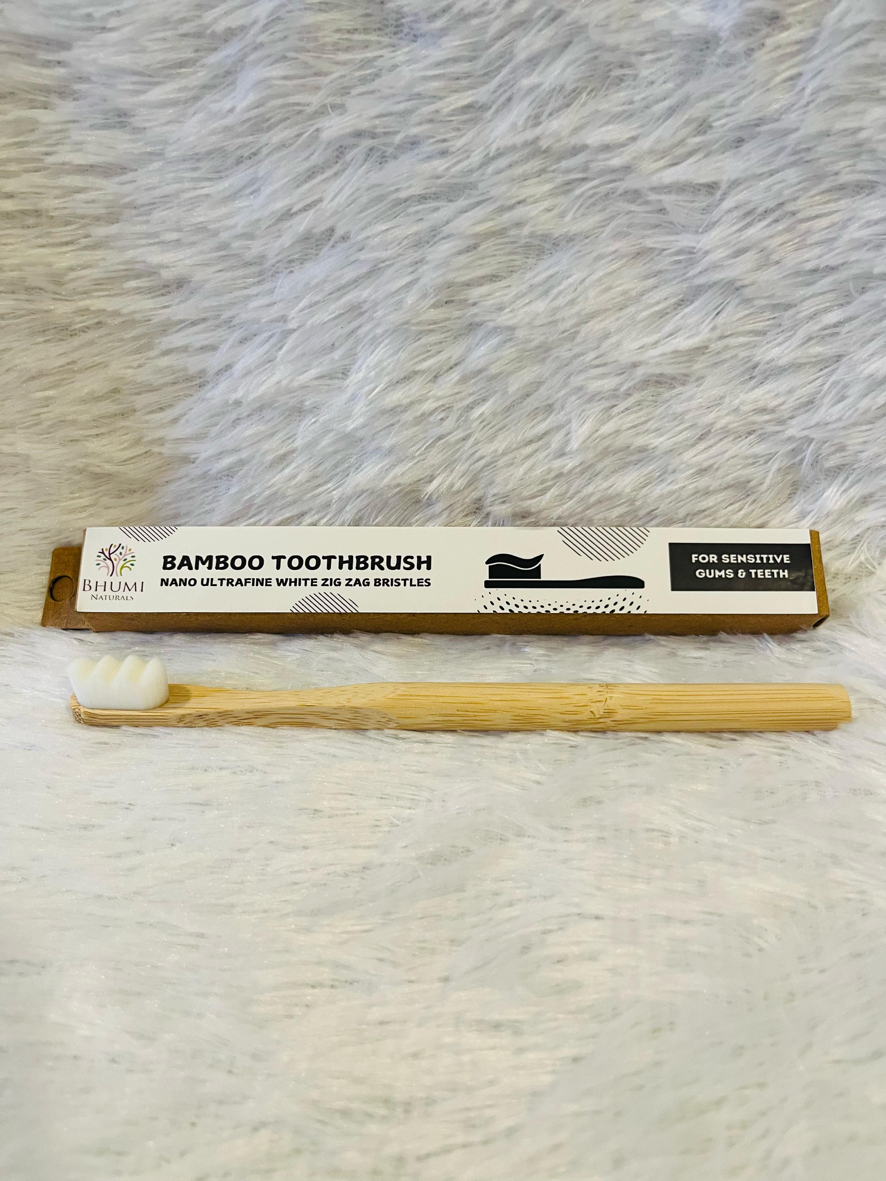 Adult Bamboo Tooth Brush - Zigzag Nano Charcoal Bristles - Pack of 1