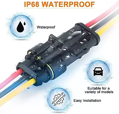 2 Pin Superseal AMP 1.5 Waterproof Automotive Connectors (Male & Female + Terminals + Seals) – IP Rated, RoHS & CE Approved