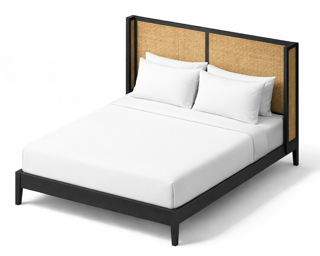 Kingfisher High Headboard Natural Cane King Size Hotel Bed