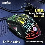 Frontech MS-0082 Wired Optical Mouse – 1000 DPI | Ergonomic Grip | Smooth Tracking | USB Plug & Play | PC & Laptop Mouse