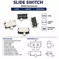 Slide Switch SMD Horizontal - 3 pins - 1 circuits - 2 positions