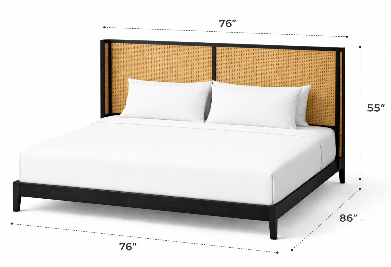 Kingfisher High Headboard Natural Cane King Size Hotel Bed