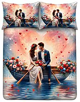 Couple 7D Digital Print Bedsheet Soft, Stylish & Premium Quality Bed Sheet King-225 x 250 CM)