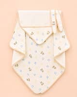 Crinkled Muslin Hooded Blanket (85x85 cm) – Assorted Designs Crinkled Muslin Hooded Blanket (85x85 cm) – Assorted Designs