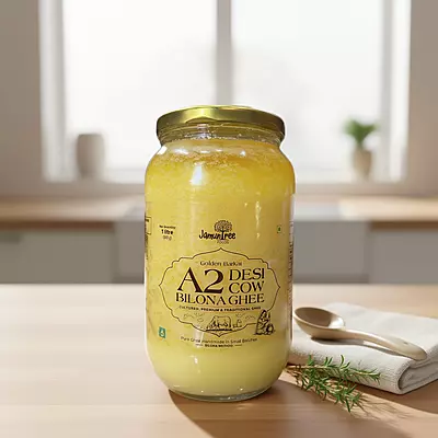 Golden Barkat Desi Cow Ghee 1Ltr - Glass Jar