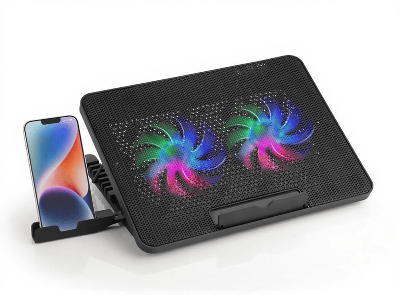 Laptop Cooling Pad RGB Double Fan With USB Connector For Notebook Laptop