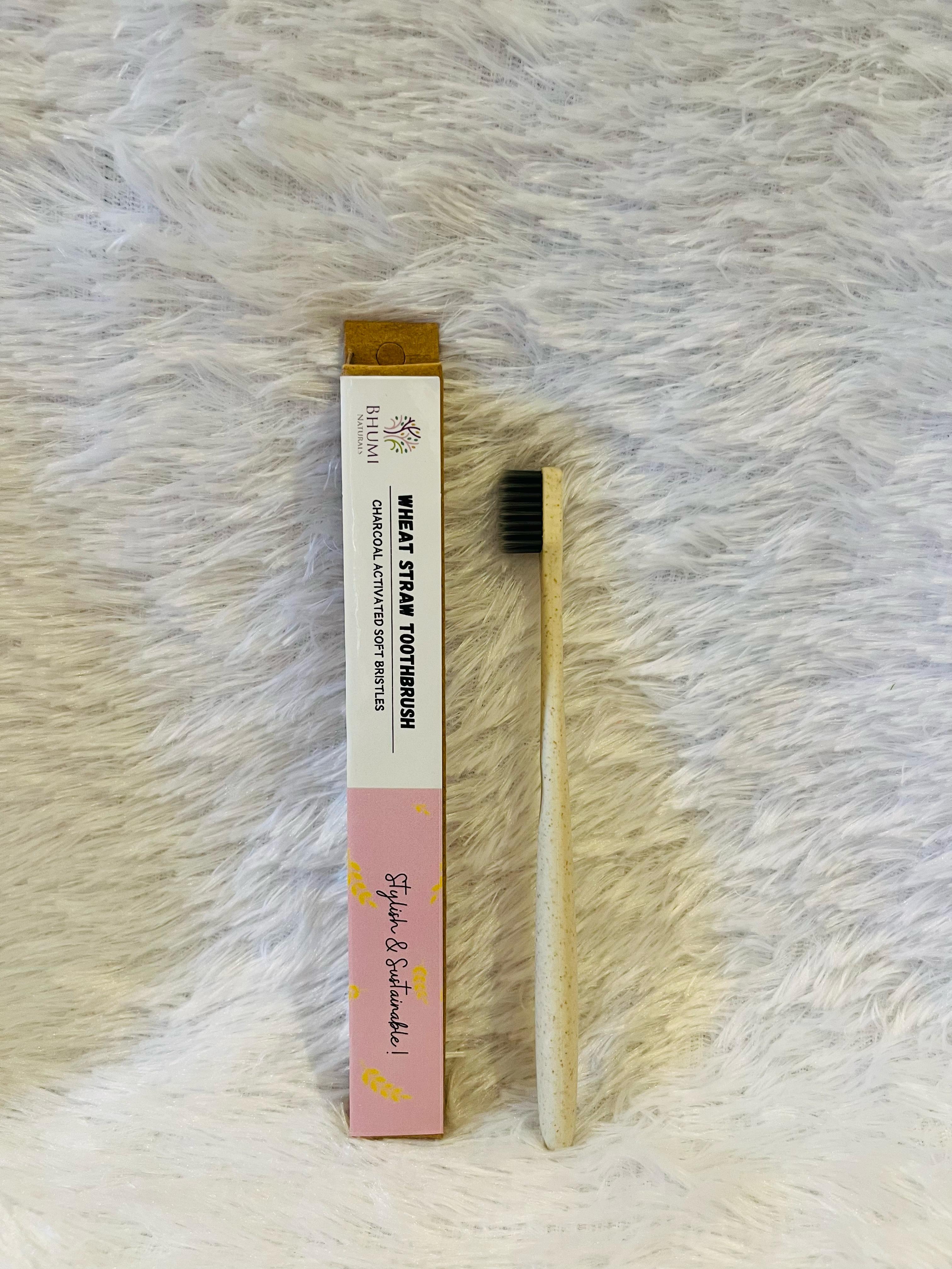 Wheat Straw Tooth Brush - Charcoal Bristles - Pack of 1