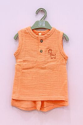 Muslin Crinkle Sleeveless Co-Ord Set - Coral Hush Muslin Crinkle Sleeveless Co-Ord Set - Coral Hush