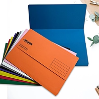 Pack of 10 Assorted Coloured Card Premium Foolscap Document Wallets