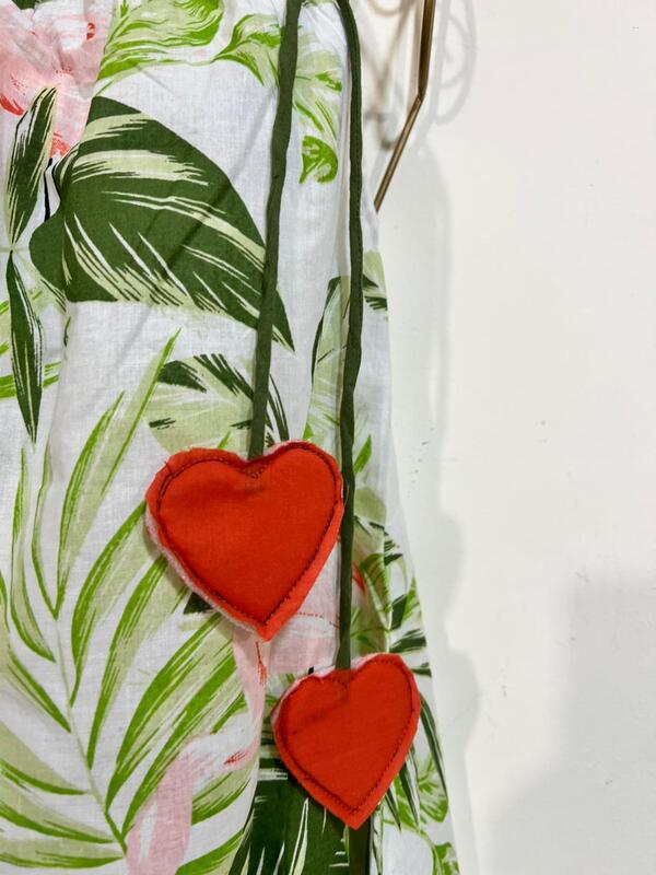 Naaz's Short halter gathered neck - White & Flamingo