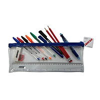 Stationery Filled Blue Zip 13x5"" Pencil Case