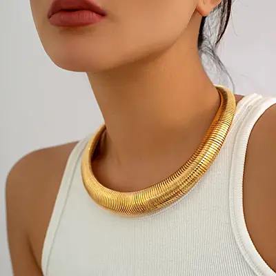 Aureline Gold-Tone Ribbed Collar Choker