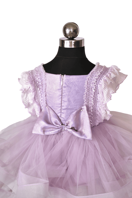 Lavender Ruffle Lace Party Dress