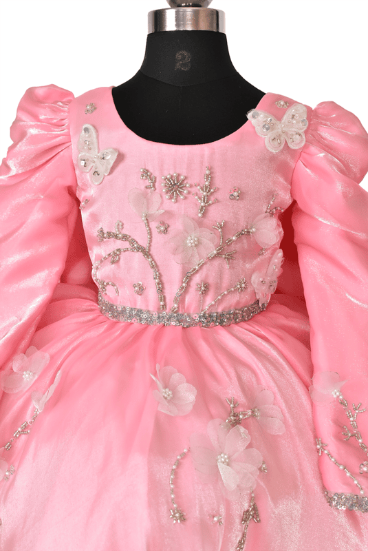 Pink Flower and Pearl Sparkly Dress
