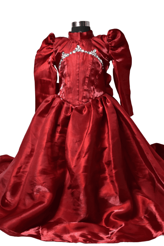 Royal Crimson Satin Princess Gown