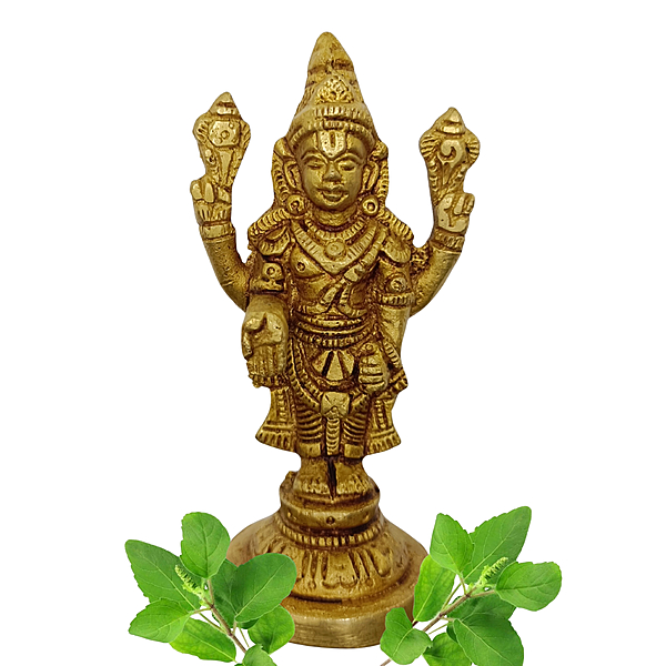 Pure Solid Brass Tirupathi Balaji Idol for Home Pooja | Hand Crafted by Tamil Nadu Artisans