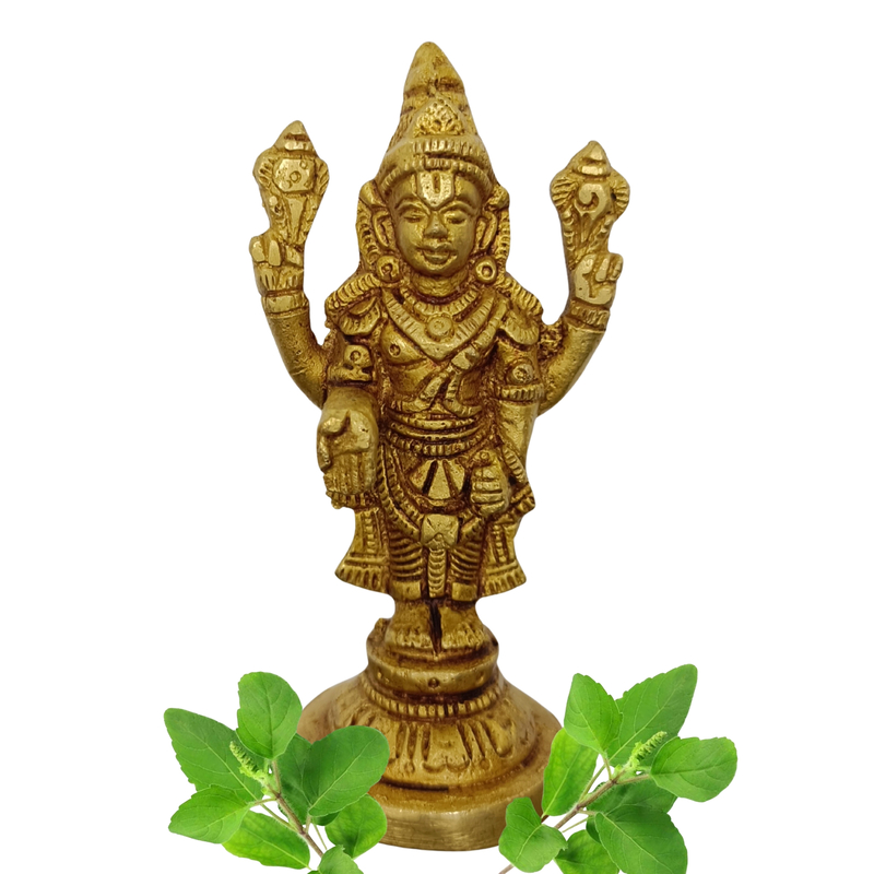 Pure Solid Brass Tirupathi Balaji Idol for Home Pooja | Hand Crafted by Tamil Nadu Artisans