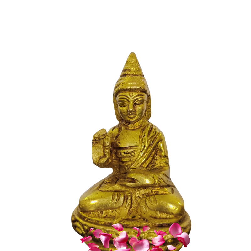 Pure Solid Brass Buddha Idol Small for Table Decor & Meditation | Hand Crafted by Tamil Nadu Artisans, 207 Gram