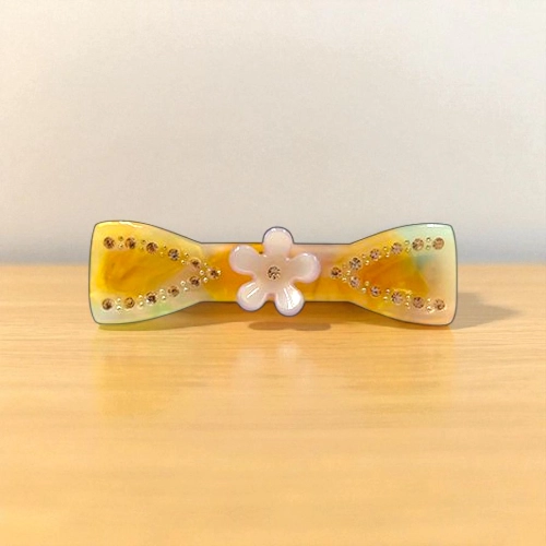 Acetate Hair Barrette with Floral Accent
