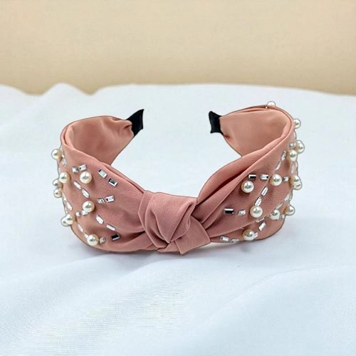 Elegant Pearl & Rhinestone Turban Knot Headband