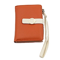 Slim Bi-fold Wristlet Wallet with Zipper & Card Holder