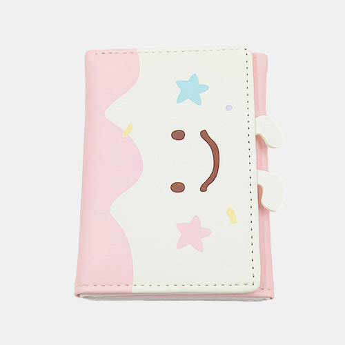 Cute Pink Trifold Cartoon Wallet with ID Window & Charms