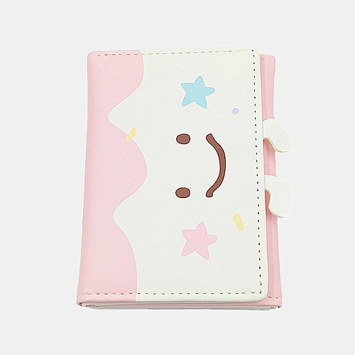 Cute Pink Trifold Cartoon Wallet with ID Window & Charms