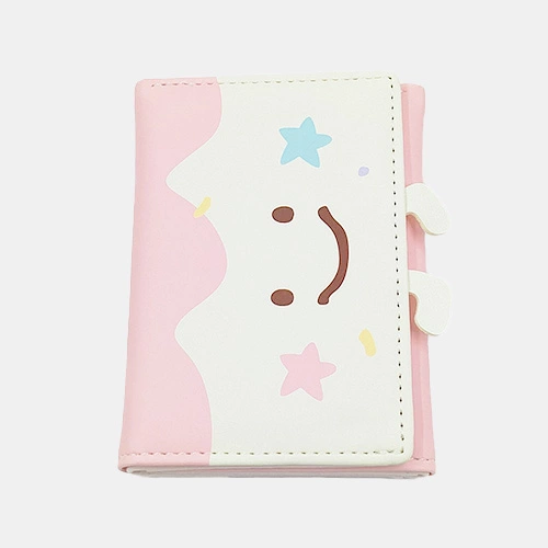 Cute Pink Trifold Cartoon Wallet with ID Window & Charms
