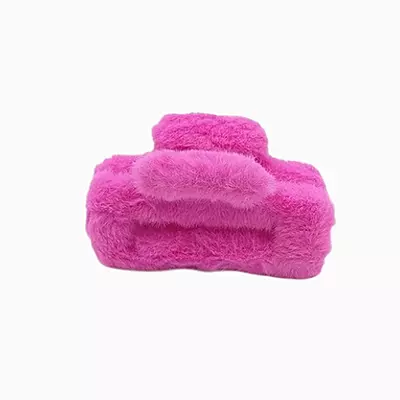 Plush Faux Fur Hair Claw Clip - Vibrant Pink Hair Clamp
