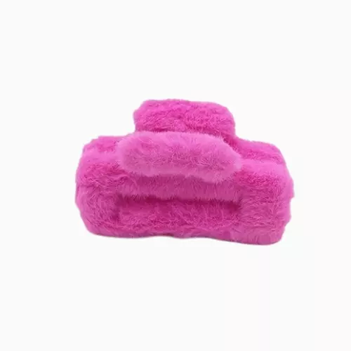 Plush Faux Fur Hair Claw Clip - Vibrant Pink Hair Clamp