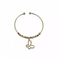Sparkling Gold Butterfly Charm Bangle Bracelet for Kids