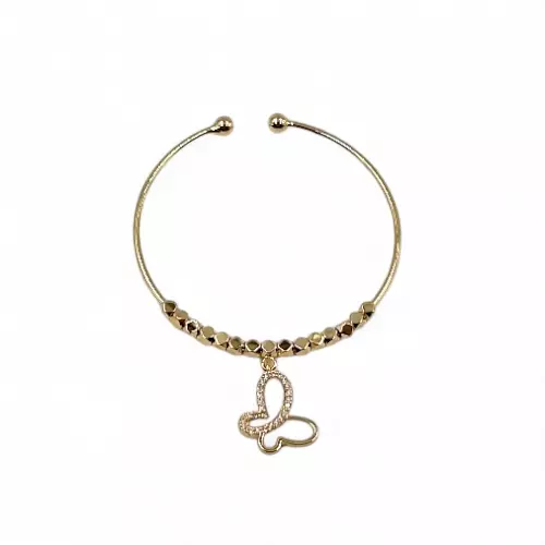 Sparkling Gold Butterfly Charm Bangle Bracelet for Kids