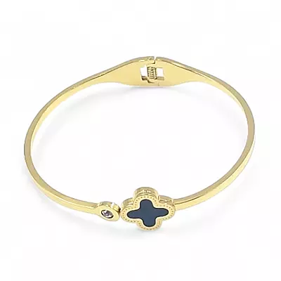 Black Clover Anti-Tarnish Gold Bangle - Stainless Steel