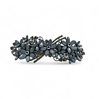 Blue Floral Crystal French Barrette - Vintage Hair Clip