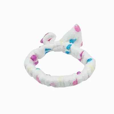 Plush Polka Dot Spa Headband | Soft Makeup & Skincare Band