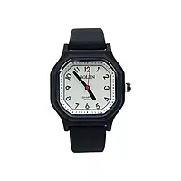 Bollin Unisex Octagonal Quartz Watch with Black Resin Strap