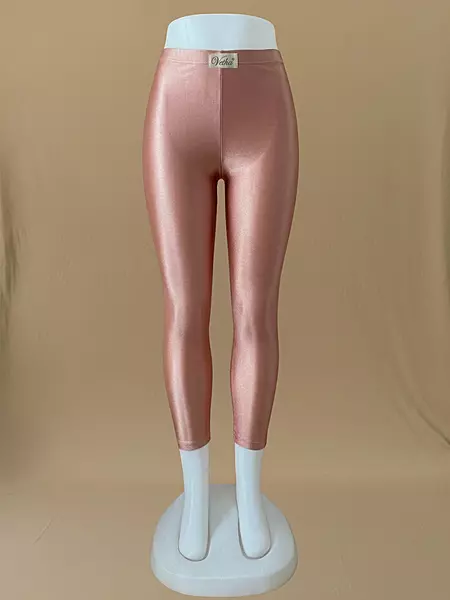 Women Rose Gold Shimmer Leggings