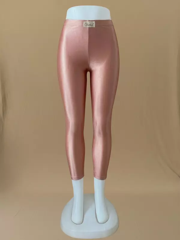 Women Rose Gold Shimmer Leggings
