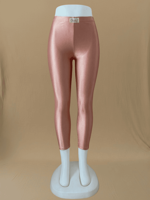 Women Rose Gold Shimmer Leggings