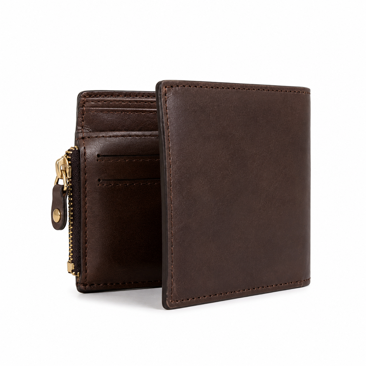 CORVAN Zip Bifold Leather Wallet